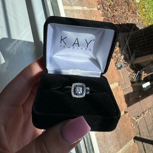 Sapphire Engagement Ring 7/8 ct tw Diamonds 14K White Gold